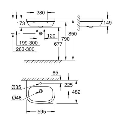 GROHE 39335000 - Pesuallas EURO CERAMIC 595 × 482 mm keramiikka/valkoinen