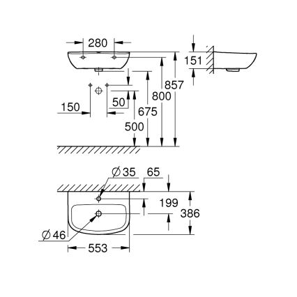 GROHE 39440000 - Pesuallas BAU CERAMIC 553 × 386 mm keramiikka/valkoinen