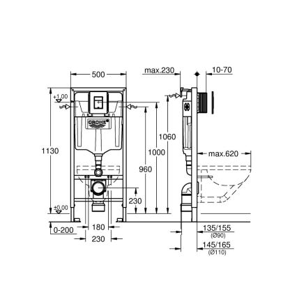 GROHE 39817000 - SOLIDO WC-setti 1,13 m keramiikka/valkoinen