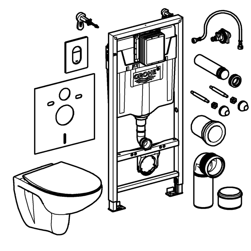 GROHE 39902000 - WC-istuin SOLIDO 230 x 500 x 1130 keramiikka/valkoinen