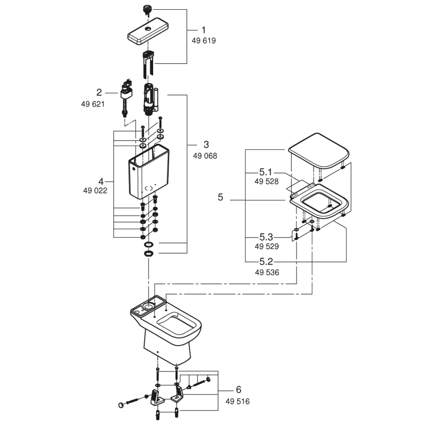 GROHE 39951000 - WC-yhdistelmä START EDGE 384 × 668 mm keramiikka/valkoinen