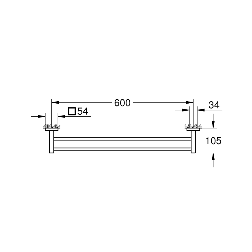 GROHE 41104000 - Kahden varren pyyheteline START CUBE 654 mm kiiltävä kromi