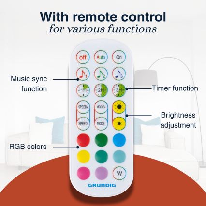 Grundig - himmennettävä RGBW-LED-lattiavalaisin LED/6W/230V + kaukosäädin