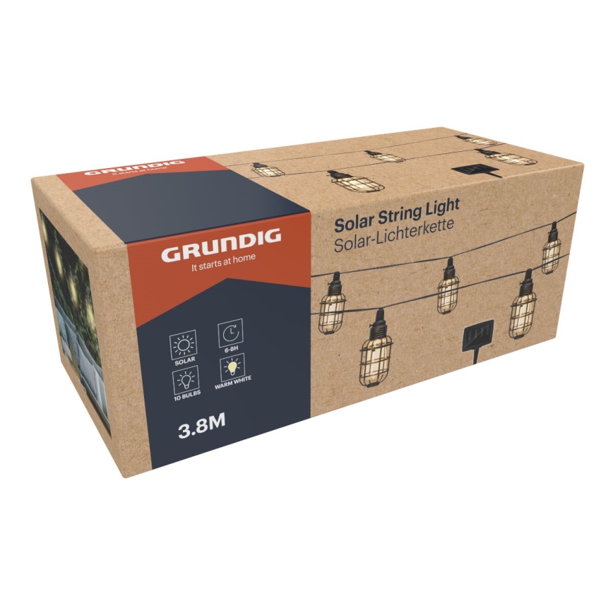 Grundig - LED-aurinkoketju 10xLED 3,8m IP44 lämpimänvalkoinen