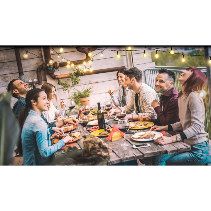 Grundig - LED himmennettävä aurinkoketju 50xLED/8 toimintoa 9,35 m lämmin valkoinen 1200 mAh + kaukosäädin