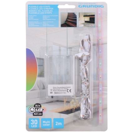 Grundig - LED-nauha 2m LED/3xAA monivärinen