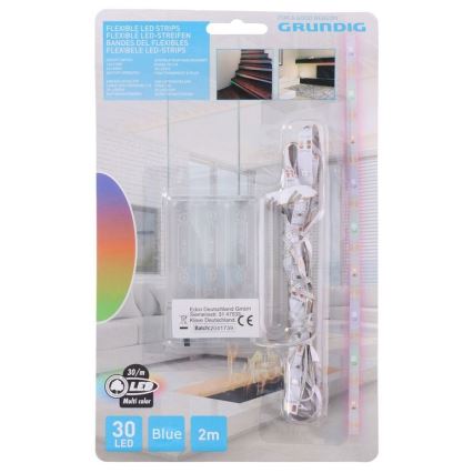 Grundig - LED-nauha 2m LED/3xAA sininen