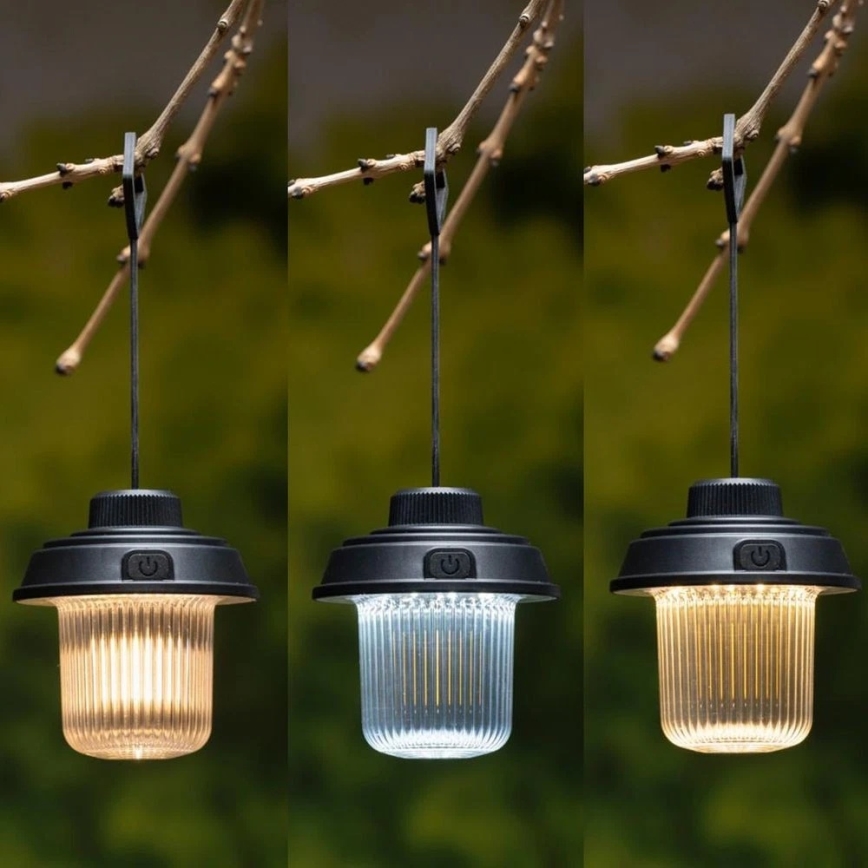 Grundig - LED-retkilyhty, säädettävä värilämpötila (3000/4500/6000K), 3xAA, IP44, musta