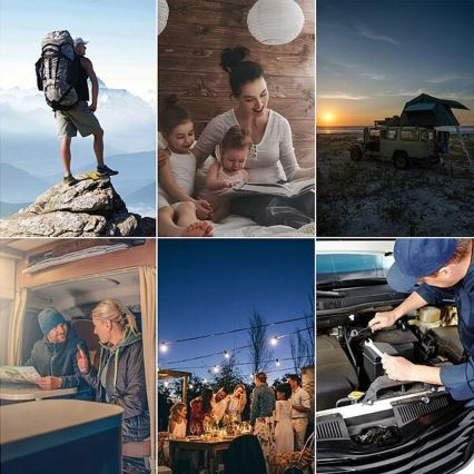 Grundig - LED-retkilyhty, säädettävä värilämpötila (3000/4500/6000K), 3xAA, IP44, musta