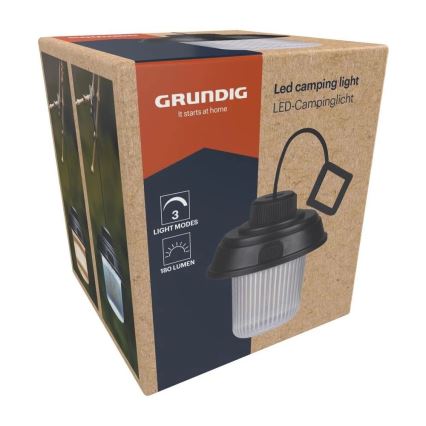 Grundig - LED-retkilyhty, säädettävä värilämpötila (3000/4500/6000K), 3xAA, IP44, musta