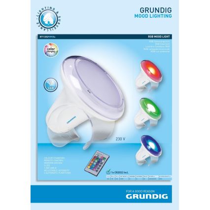 Grundig - LED RGB Himmennettävä pöytävalaisin LED/1W/230V + kaukosäädin