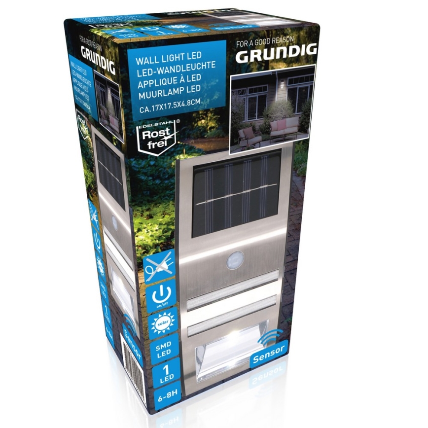 Grundig - LED-seinäaurinkovalaisin sensorilla 1xLED IP64