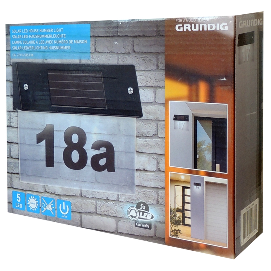 Grundig - LED Solar talon numero anturilla LED/1,2V IP44