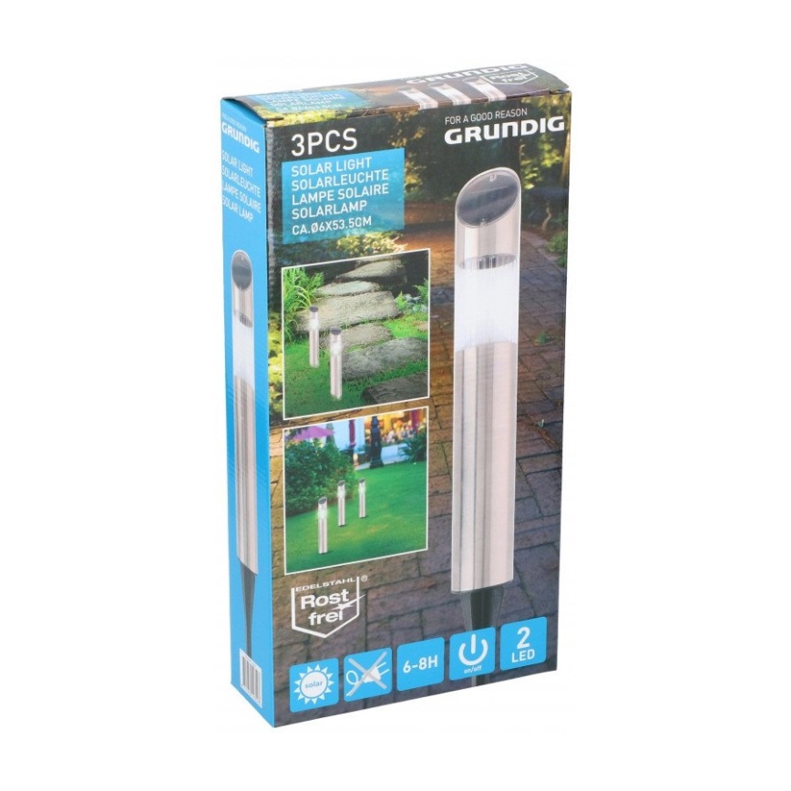 Grundig - SETTI 3x LED-aurinkolamppu 2xLED/1,2V