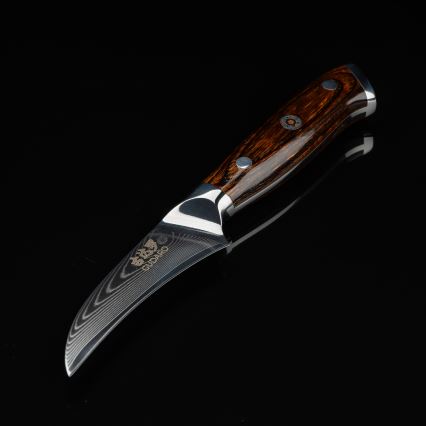 Gudaro - Damaskiteräinen keittiöhedelmäveitsi FENG 3,5, 67 teräskerrosta, pituus 9,5cm