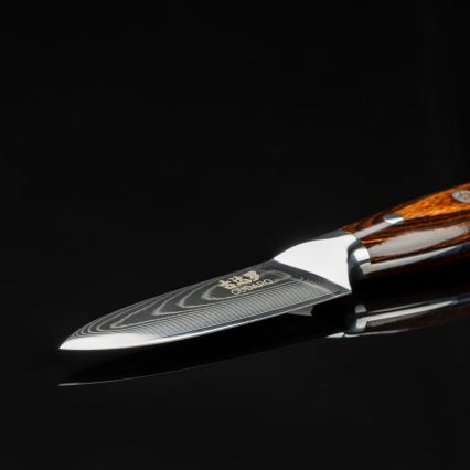 Gudaro - Damaskiteräinen keittiöveitsi FENG 3,5, 67-kerroksinen teräs, pituus 9,5 cm