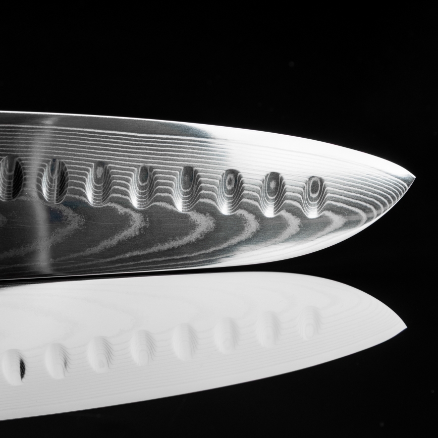 Gudaro - Damaskiteräinen Santoku-keittiöveitsi FENG 7,5, 67 kerrosta terästä, pituus 18 cm