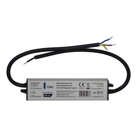 Hakkurivirtalähde LED-nauhoille 12W/12V IP67