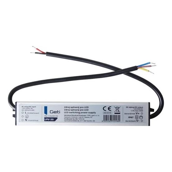 Hakkurivirtalähde LED-nauhoille 20W/12V IP67