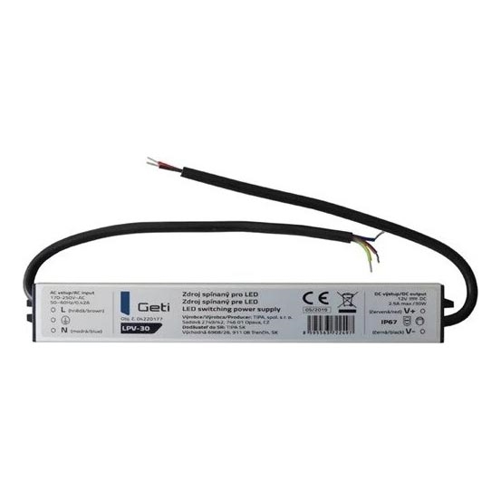 Hakkurivirtalähde LED-nauhoille 30W/12V IP67