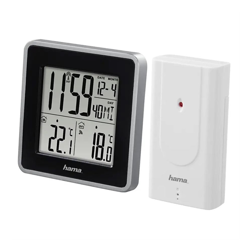 Hama - Sääasema LCD-näytöllä ja Herätyskello 2xAA + 2xAA musta/harmaa
