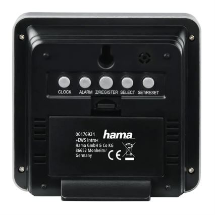 Hama - Sääasema LCD-näytöllä ja herätyskellolla 2xAA musta/harmaa