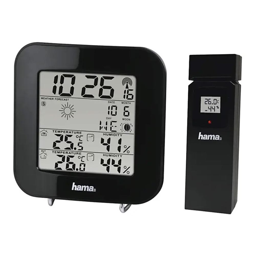 Hama - Sääasema LCD-näytöllä ja herätyskellolla 2xAA musta