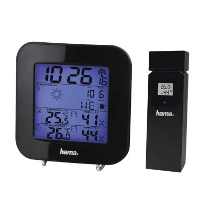 Hama - Sääasema LCD-näytöllä ja herätyskellolla 2xAA musta