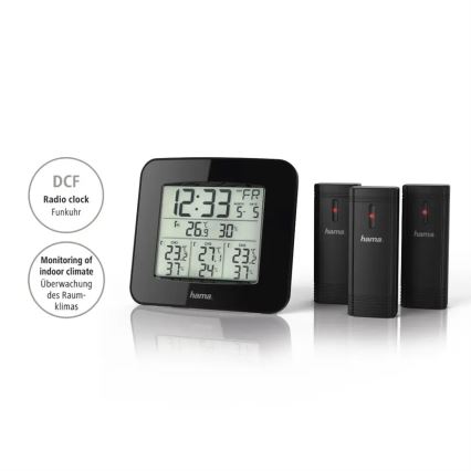 Hama - Sääasema LCD-näytöllä ja herätyskellolla 3xAAA + 3x anturi 2xAA