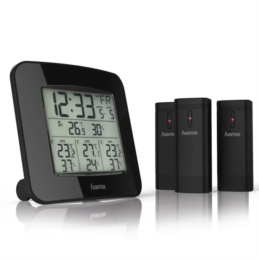 Hama - Sääasema LCD-näytöllä ja herätyskellolla 3xAAA + 3x anturi 2xAA