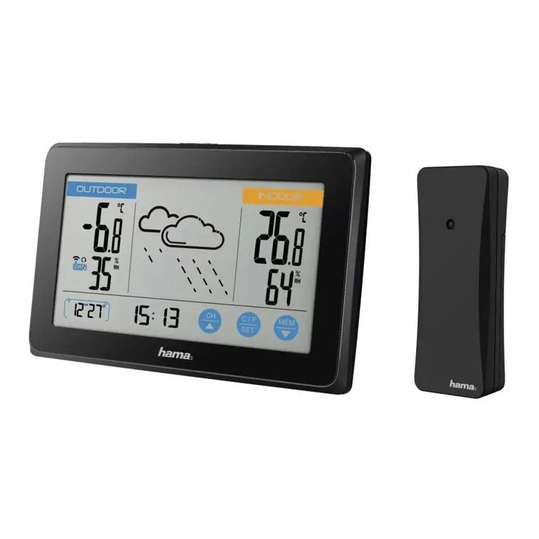 Hama - Sääasema värillisellä LCD-näytöllä 3xAAA musta