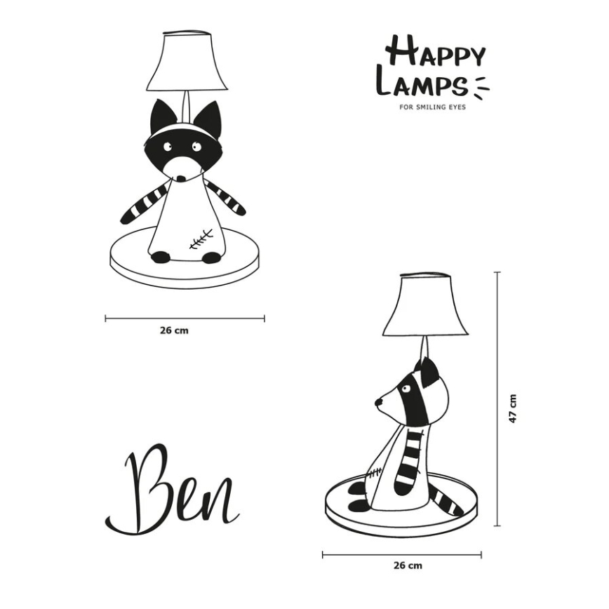 Happy Lamps - Lasten LED-pöytävalaisin BEN LED/5,4W/230V pesukarhu