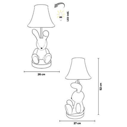Happy Lamps - Lasten LED-pöytävalaisin BENNY LED/5,4W/230V kani