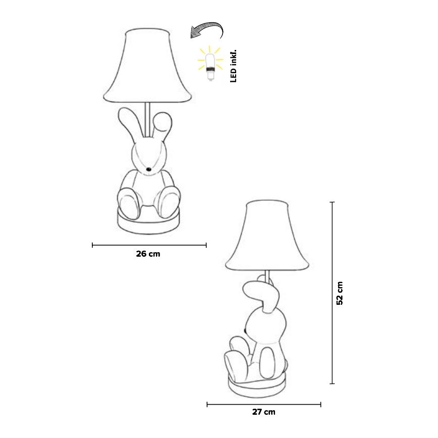 Happy Lamps - Lasten LED-pöytävalaisin BENNY LED/5,4W/230V kani