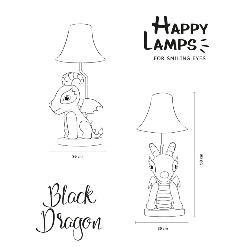 Happy Lamps - Lasten LED-pöytävalaisin BLACK DRAGOON LED/5,4W/230V lohikäärme