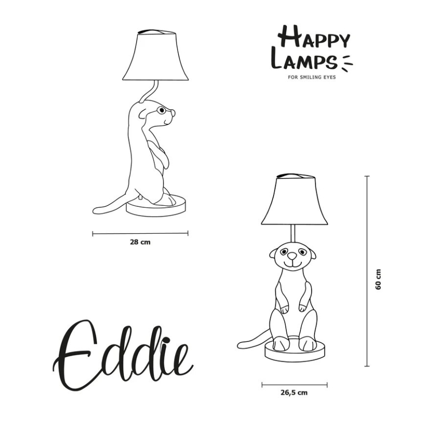 Happy Lamps - Lasten LED-pöytävalaisin EDDIE LED/5,4W/230V mangusti