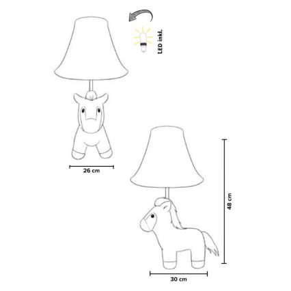 Happy Lamps - Lasten LED-pöytävalaisin ELVIS LED/5,4W/230V hevonen
