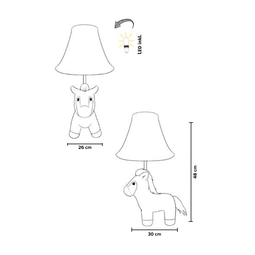 Happy Lamps - Lasten LED-pöytävalaisin ELVIS LED/5,4W/230V hevonen