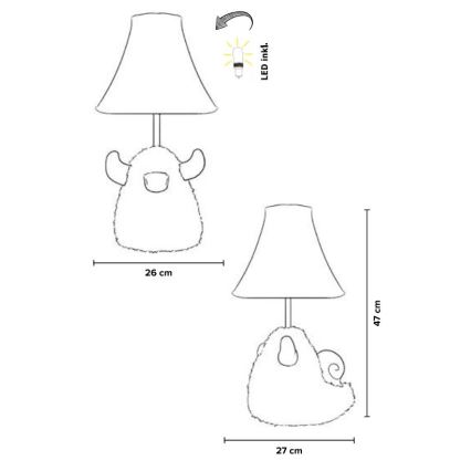 Happy Lamps - Lasten LED-pöytävalaisin HUGO LED/5,4W/230V sonni