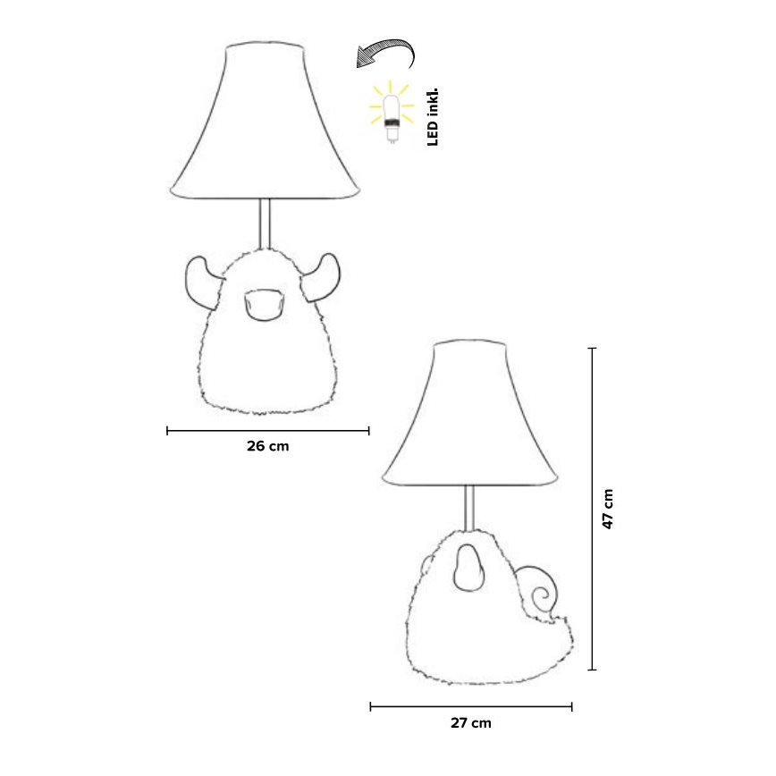 Happy Lamps - Lasten LED-pöytävalaisin HUGO LED/5,4W/230V sonni