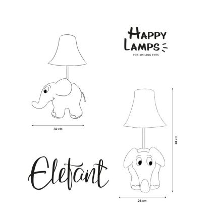 Happy Lamps - Lasten LED-pöytävalaisin NORSU LED/5,4W/230V norsu