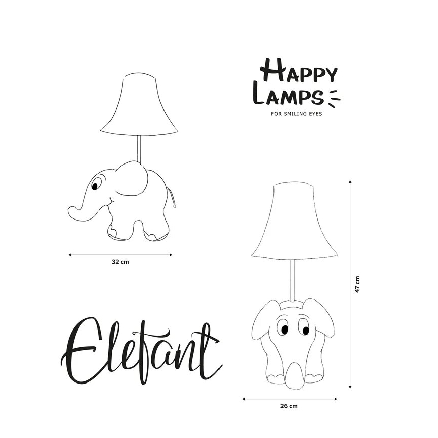 Happy Lamps - Lasten LED-pöytävalaisin NORSU LED/5,4W/230V norsu