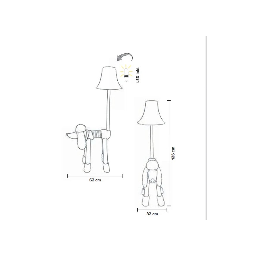 Happy Lamps - LED Lasten lattiavalaisin BELLO LED/5,4W/230V villakoira