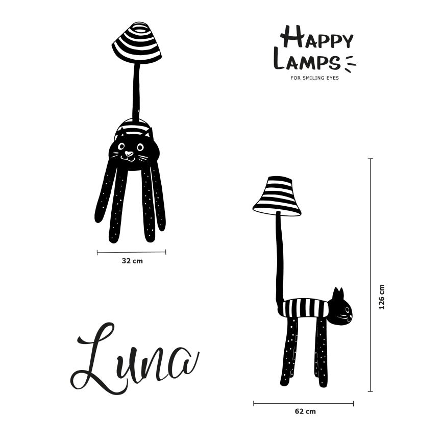 Happy Lamps - LED Lasten lattiavalaisin LUNA LED/5,4W/230V kissa