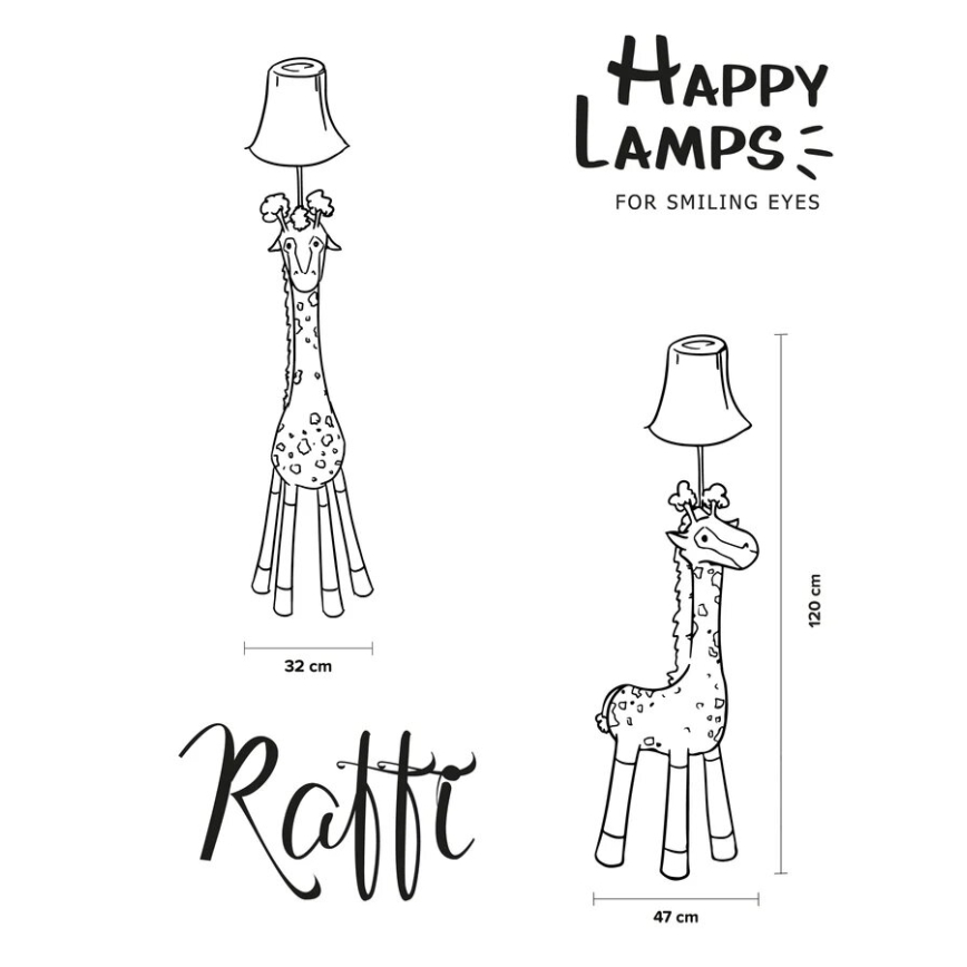 Happy Lamps - LED Lasten lattiavalaisin RAFFI LED/5,4W/230V kirahvi