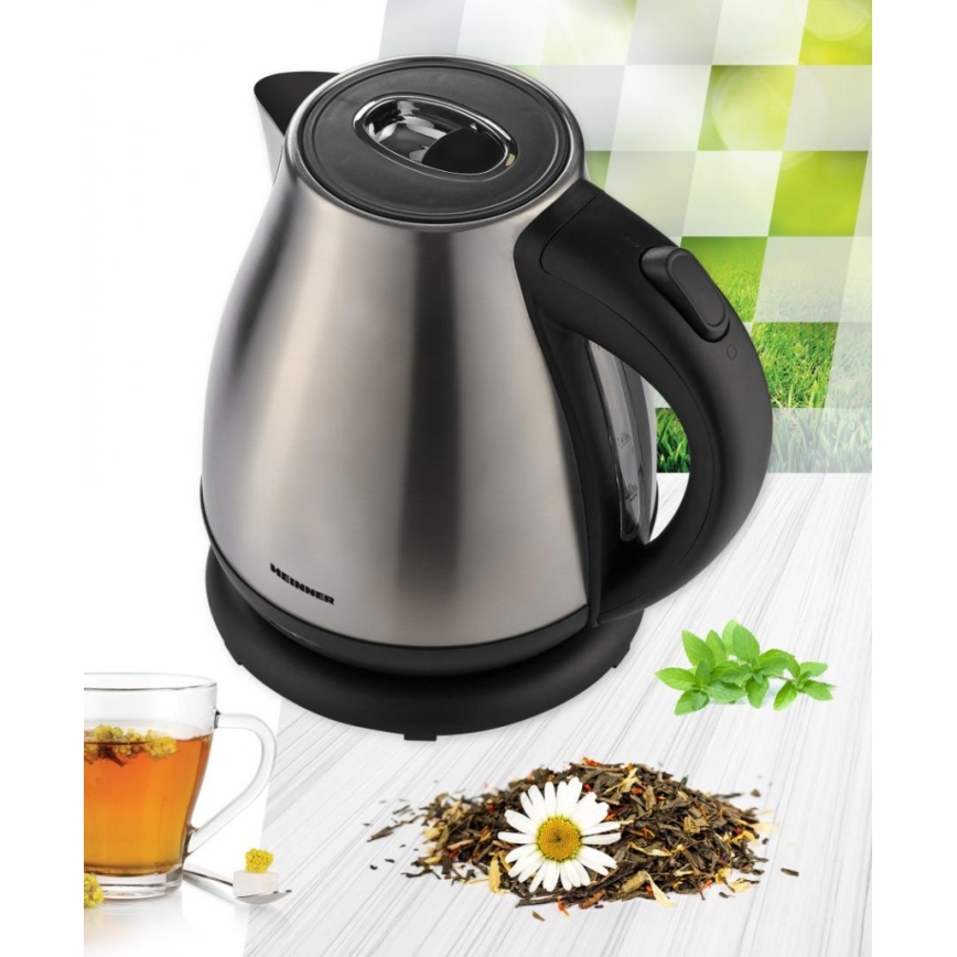 Heinner HEK-17IX - Nopea vedenkeitin 1,7 l 2200 W/230 V mattakromi/musta