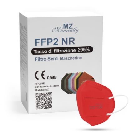 Hengityssuojain FFP2 NR CE 2163 punainen 50kpl