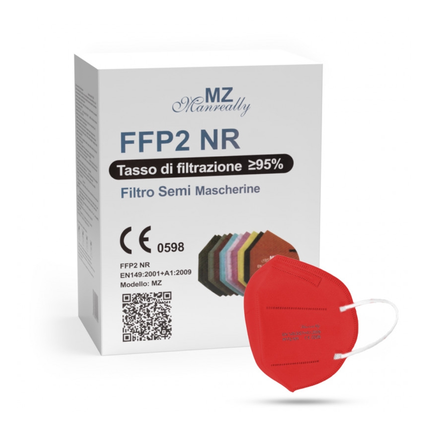 Hengityssuojain FFP2 NR CE 2163 punainen 50kpl