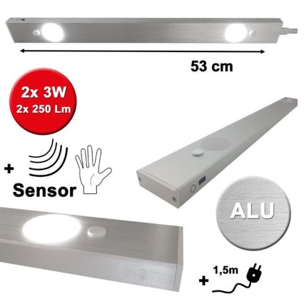 HiLite - Keittiökaappien alla oleva LED-valo anturilla BERN 2xLED/3W/230V 4000K