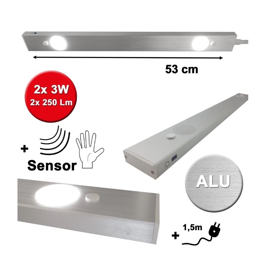 HiLite - Keittiökaappien alla oleva LED-valo anturilla BERN 2xLED/3W/230V 4000K